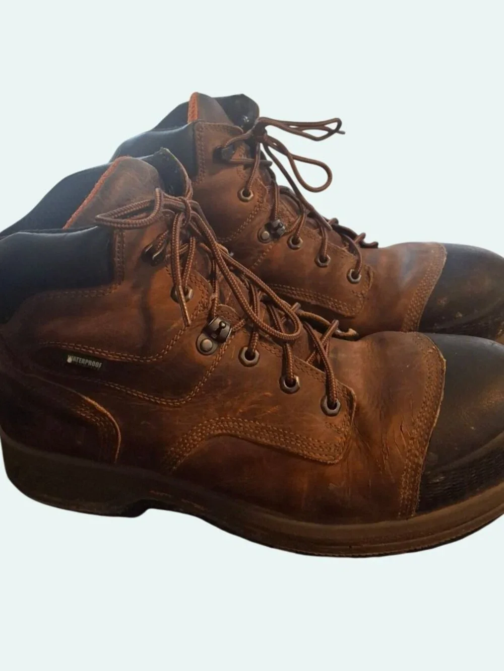 Timberland Pro Mens Brown Leather Waterproof Steel Toe Work Boots Size 12W*SH8